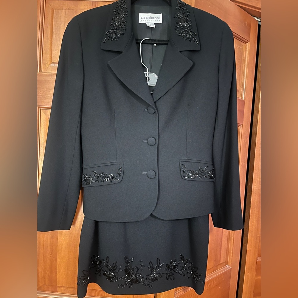 Liz Claiborne beaded black suit size 12